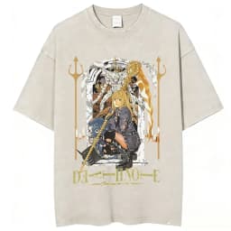 Vintage Washed Anime Death Note Misa Amane Print T Shirts Men Women Clothing Cotton Casual T-shirt Fashion Short Sleeve T-shirts