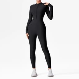 Naked Feel Yoga Unitard with Half Zip, Slimming Dance Bodysuit for Women, Seamless Gym Wear One Piece Workout Suit Spring Autumn