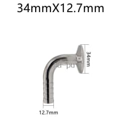 SAP 19/25/32/38/51mm SS304 Sanitary Hose Barb Pipe Fitting 1.5/2" Tri Clamp 90 Degree Elbow Hose Adaptor Clamp Hose Barb Fitting