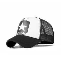 Unisex Summer Mesh Baseball Cap, Fashion Star Printed Adjustable Baseball Hat Snap Back Trucker Hat Ponytail Cap Outdoor Sports