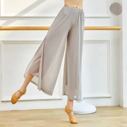 Straight Leg Pants Women'S Lightweight Chiffon High Elastic Waist Trousers Slit Wedding Cocktail Culottes Women'S Pants W47