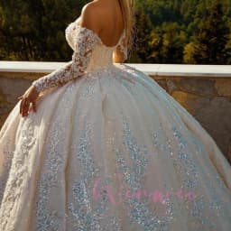 V-Neck Wedding Dresses Princess Off The Shoulder Long Sleeve Shiny Applique Ball Gown Vestidos De Novia Shimmering Customized