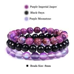 3Pcs/set 8mm Natural Stone Beads Bracelet Set Pink Zebra Rhodonite Moonstone Agates Hematite Bracelets For Women Men Jewelry