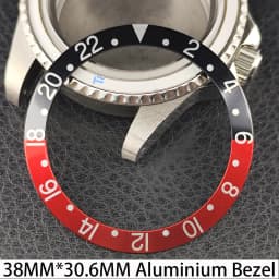 Sloping 38mm * 30.6mm Ceramic/Aluminum Bezel GMT and Diving Watch Insert Fits for 40mm Men's Watch Case Bezel Replacement Insert