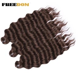 FREEDOM Synthetic Braiding Hair Extensions Deep Wavy 24 inch Long Curly Braids Hair Ombre Brown Rainbow Twist Crochet Hair