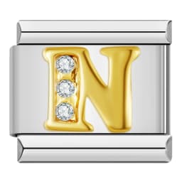 Hapiship Shiny CZ 26 Letters A-Z Italian Charms Gold Plated 9mm Stainless Steel Modular Bracelet DIY Jewelry DJ2479