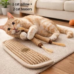 3-Piece Cat Play Set, Durable Cat Mint Bamboo Cat Scratching Post, Indoor Cat Toothbrushing and Chewing Stick