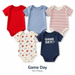 Kit 5 Bodysuits Baby Boy Short Sleeve 60% Cotton 40% Polyester 3m 6m 9m Infant Clothing