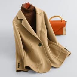Women's Suit Collar Double-sided Cashmere Wool Coat 2024 Fall Winter Chic Ladies Single Button Loose 100% Woolen Blazer Jackets