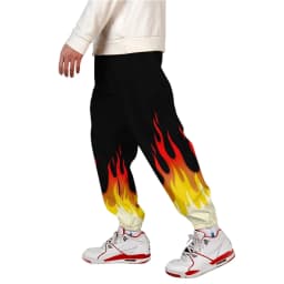 Coat 3D Print Cartoon Red and Yellow Flame Hoodie Men Women Long Sleeve Cosplay Costume Men Jacket Sweatshirts