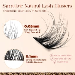 Lash Clusters 0.05mm PBT Fiber Eyelash Clusters 0.1mm Superfine Invisiband D Curl Diy Lash Extension 8-16mm Individual Lashes