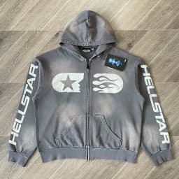 Black Hand Ink Splash Grey Washing Craft Zip Up Hoodie Zip Washing Cotton Hooded Sweater