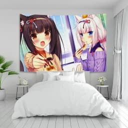 VIKAMA Anime Tapestry with Nekopara Chocola And Vanilla Neko Character Design for Anime Room and Bedroom Wall Decor
