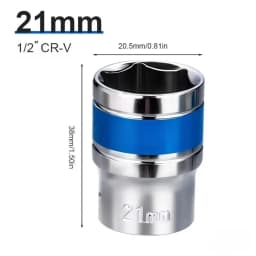 1/2Inch Blue Drive Short Hex Sockets for Nut Removal 8-32mm Socket Spanner, CR-V Steel Socket Set For 1/2 Socket Set