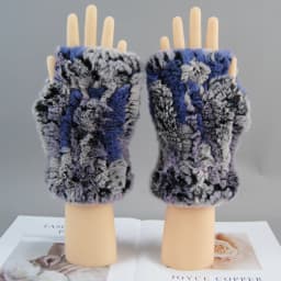 2026 New Fashion Real Rex Rabbit Fur Gloves Women Winter Genuine Fur Mittens Girl Fingerless Gloves Wrist Warmer Elastic Fluffy