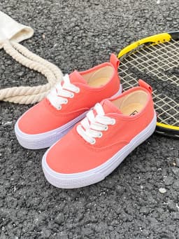 1059-1 Minimalist Style Solid Color Boys and Girls Low Top Children's Canvas Shoes Fluorescent Candy Baby Casual Board Shoes C