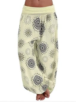 Women's Pants Floral Printed Patchwork Pleaded Harem Pants Bohemian Female High Waist Wide Leg Trousers Casual Ladies Streetwear