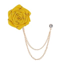 Korean Style Handmade Rose Flower Brooch Pin for Men Wedding Groomsmen Tassel Chain Lapel Accessory Cloth Art Suit Badge