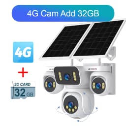 LS VISION 20MP 12X Optical Zoom Four Screens AOV 4G Solar Camera Outdoor 4-Lens 24/7 Video Recording Auto Tracking CCTV Cameras