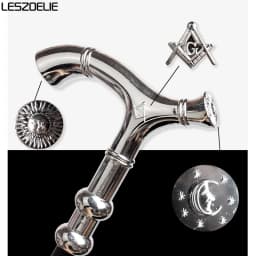 97cm Luxury Bright Silver Masonic Walking Stick with Sun And Moon Decor for Men Women Elegant Retro Design Cane