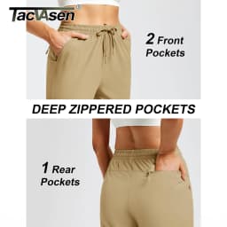 TACVASEN Womens Quick Dry Hiking Capris 4-Way Stretch Knee Length Pants Elastic Drawstring Waist Split Hem Cropped Trousers