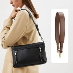 Crossbody Bag Strap Replacement Shoulder Strap Adjustable Faux Leather Purse Strap with Metal Clasps Replacement for Handbags