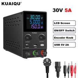 AC to DC Lab Power Supply 30V 10A Adjustable Bench Power Source 60V 5A 120V 3A For Mobile Phone Repair Battery USB Fast Charging