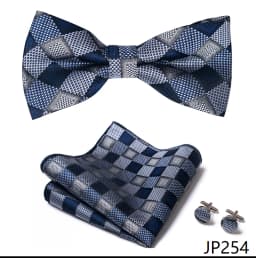 Great Quality Silver Office Butterfly Hanky Cufflink Set Bowtie For Men Geometric Hombre Formal Clothing