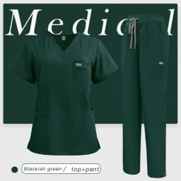 V-Neck Scrubs Top Straight Pants Uniforms Set Medical Nurse Uniforms Hospital Dentist Overalls Pharmacy Work Clothes Pocket Suit