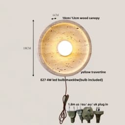 IWHD Nordic Modern LED Wall Lights Living Dining Room Bar Yellow Travertine Interior Home Decor Creatvie Bedside Lamp Lamparas