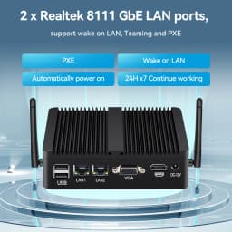 X30G Fanless Industrial Mini PC Intel Celeron N5095 2x Gigabit Ethernet 2x COM RS232 M.2 NVMe SSD 4x USB WiFi Windows 10 Linux
