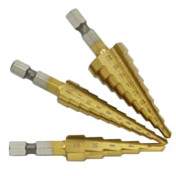 3pcs 1 / 4 " Titanium Coated Metal Hex Core Drill Bits Hss Step Drill Bit Set Cone Hole Cutter Taper Metric 4 - 12 / 20 / 32mm
