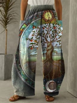 Galaxy Moon Stars Full Length Wide Leg Pants Printed Thin Hipster Fashion Trousers Summer Streetwear Sweatpants Women Clothing