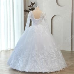 Real Photo 2027 New Bead Crystal White Long Sleeve Lace Bottom Vintage Wedding Dresses For Brides Plus Size Maxi Beautiful Dress