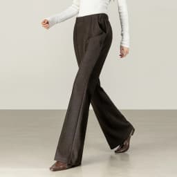 SENTUBILA Women's Wool Blend Trousers 2026 Autumn Winter Elastic Waist Side Zipper Flare Pants Casual Commute Bottoms 154K80271
