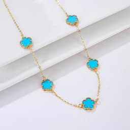 Natural Stone Shell Plant Five Leaf Flower Creative 20 Leaf Pendant Necklace Sweater Chain Women's Advanced Gift Clover
