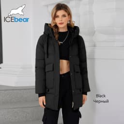 ICEbear Women's Winter Padded Jacket 2024 Hooded Zipper Warm Stylish Coat GWD3781I