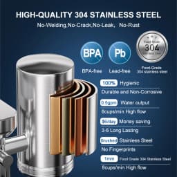 Wheelton Stainless Steel Kitchen Tap Filter Household Ceramic Water Purifier Faucet Water Filter Activated Carbon Filtration