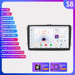 9inch Android12 Car Radio Player GPS Navi For VW Seat POLO GOLF 5 6 POLO PASSAT CC B6 TIGUAN TOURAN EOS SHARAN Carplay 7862