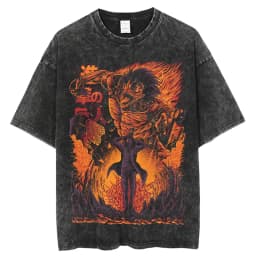 2026 Anime Attack on Titan Eren Jaeger Printed T-shirt Men's and Women's Washed T-shirt High Quality Vintage Cotton T-shirt Top