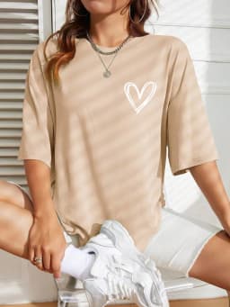 Simple Love Printed Womens T Shirts Summer Breathable Clothes Casual Fashion Short Sleeve Street Oversized All Match T-Shirts