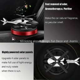 Helicopter Propeller Solar Air Freshener - Styling Car Interior Decor Aromatherapy Diffuser with Rotary Perfume, Solar Powered