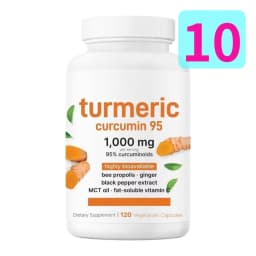 Turmeric Curcumin 95% Capsules Ease Joint Stiffness Soreness, Elevate Antioxidant Levels Black Pepper Ginger 120 Veggie Count