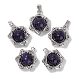 Hexagram Star Pendant Lapis Lazuli Amethysts Natural Stone Charms For Making Necklace Earrings Amulet Star of David Jewelry