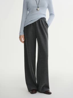 DUSHU Plus Size Women's Elastic Waist Relaxed Fit Fashion Wide Leg Casual Pants 2025 Winter New Arrival Cloud Layers Collection