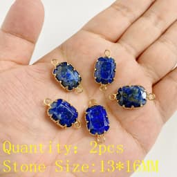 2PCS Natural Blue Lapis Lazuli Stone Gem Pendant Connector Charm For DIY Woman Men Jewelry Making Accessory Wholesale