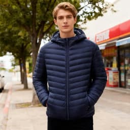 Snow-ready Down Parka Men's Lightweight Down Coat with Hood Warm Winter Jacket for Cold Weather Windproof Long Sleeve Outerwear