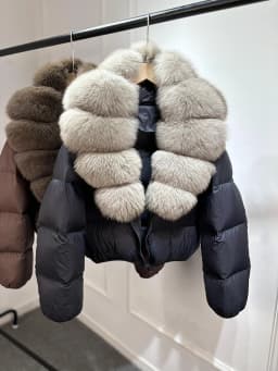 Janveny 2025 New Puffer Jacket Women With Large Natural Fox Fur Collar Short Fluffy Thick Parkas Female 90% White Duck Down Coat