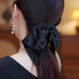 Elegant Versatile Chiffon Floral Print Bow Ponytail Clip Headwear For Women Girls Sweet Bow Ribbon Hair Clip Hair Accessories