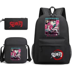 Demon Slayer Anime Print School Backpack Set 3Pcs with Shoulder Bag Pencil Case for Boys Girls